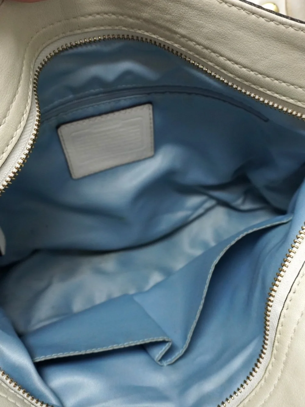 COACH Ivory Leather Zoe Hobo